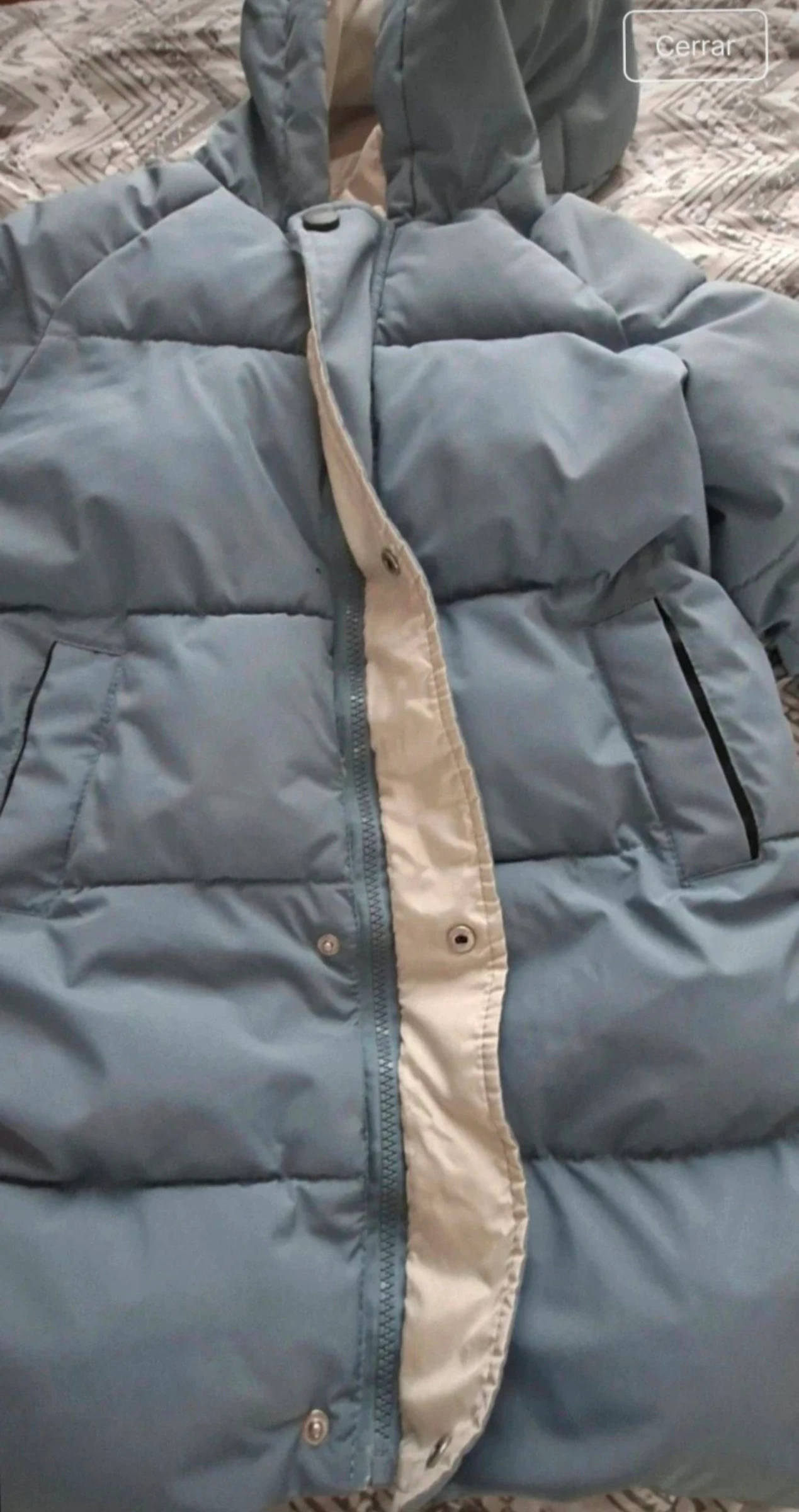 Girl's padded coat, with hood, blue color, size 8 – photo 3